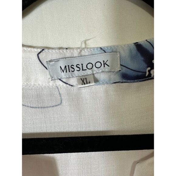 Misslook Women's BOHO Semi Sheer Floral Tunic Blouse with 1/2 Sleeves, Size XL - Picture 2 of 3